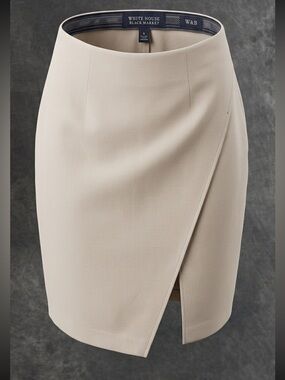 White House Black Market Cream Wrap Pencil Skirt Size 4 Lined Career Workwear